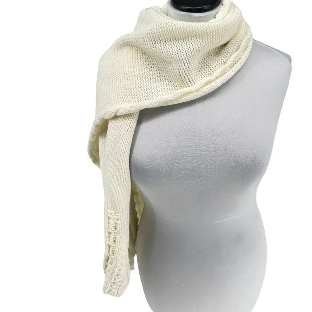 Women's Chunky Knit Warm Pull On Acrylic Cream Scarf One‎ Size